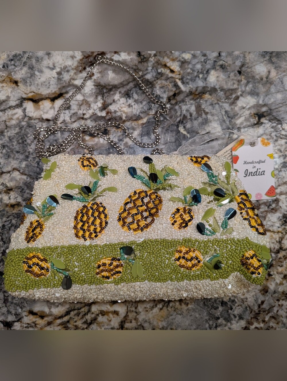 Viral Beaded Pineapple Purse, NWT Handcrafted In India